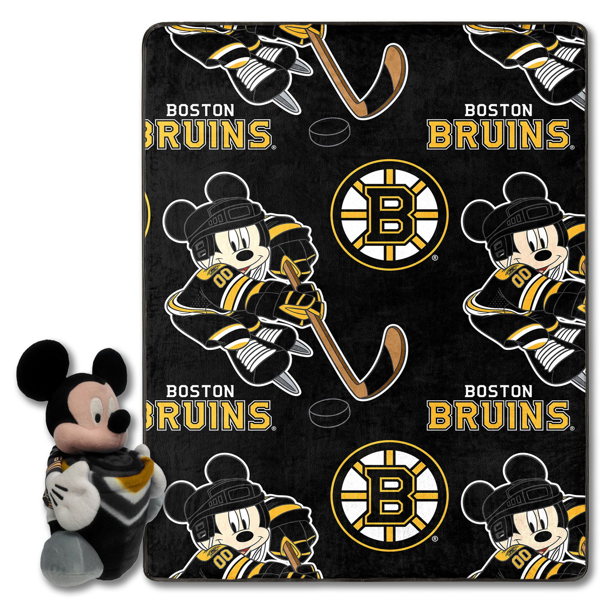 OFFICIAL NHL Bruins & Disney's Mickey Mouse Character Hugger Pillow