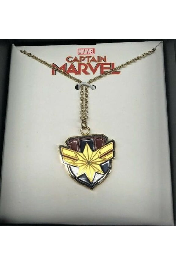 OFFICIALLY LICENSED Captain Marvel Themed Logo Pendant Necklace w/ Gift Box