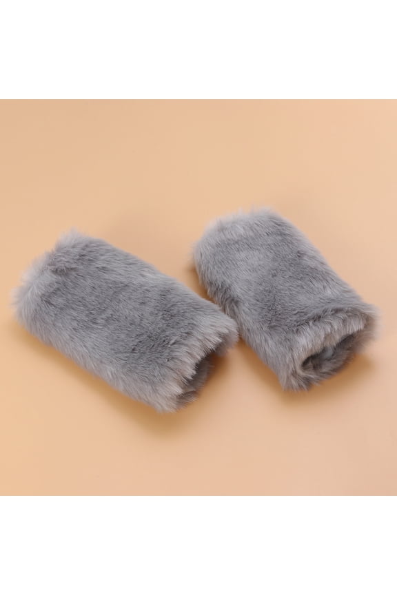 1 Pair Grey Furry Arm Warmers, Soft Cozy Imitation Gloves for Winter, Warm Accessories for Cold Weather