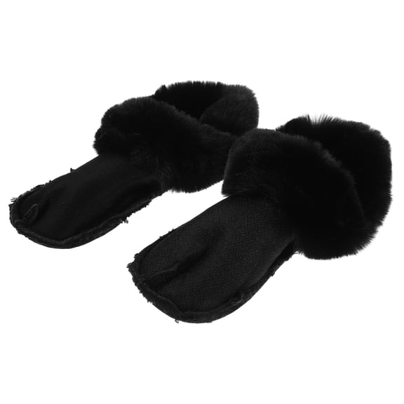 OFFIGAM Black Plush Fuzzy Shoe Inserts with Insulation - 1 Pair of Warm, Comfortable Insoles
