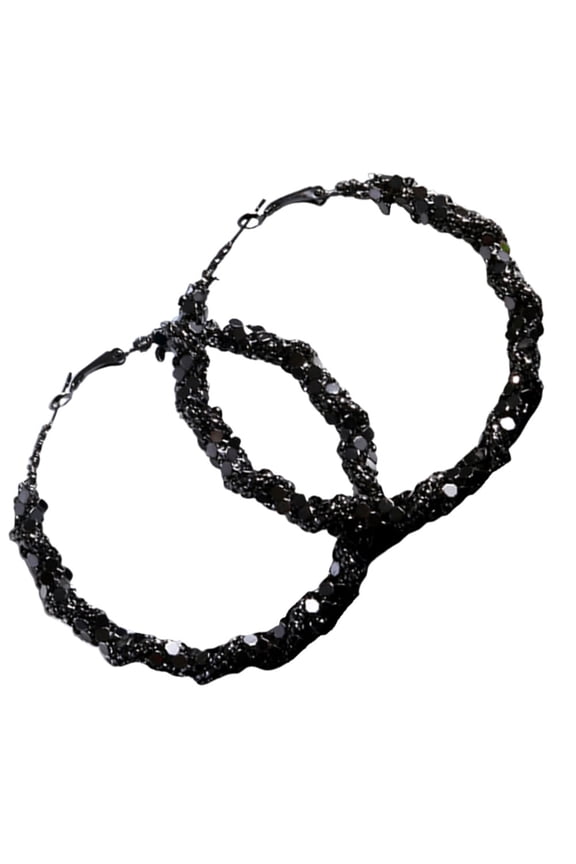 1 Pair Oversized Black Circular Hoop Earrings for Women Teens Fashion Statement Chunky Lightweight Jewelry