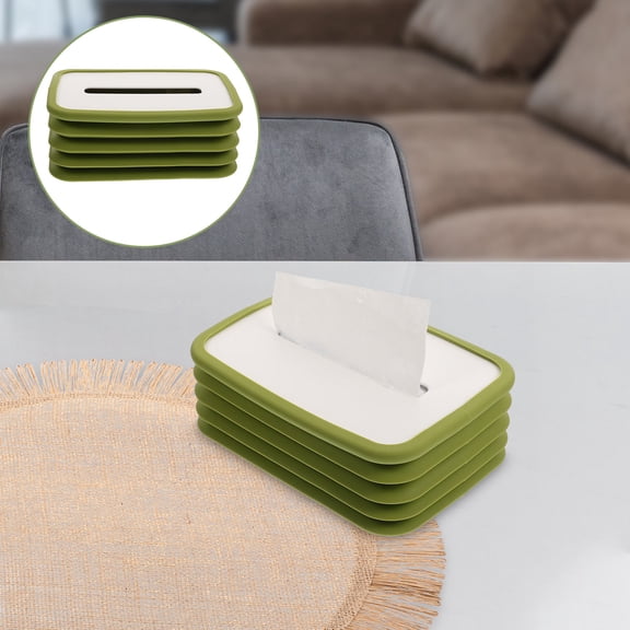 OFFIGAM Green Silicone Folding Tissue Box Cover - , Multi-Purpose Home Decor Accessory, Easy to Clean and Reusable