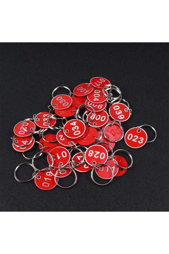 1 Set Aluminium Numbered Tags Red for Pet Tagging and Luggage Use