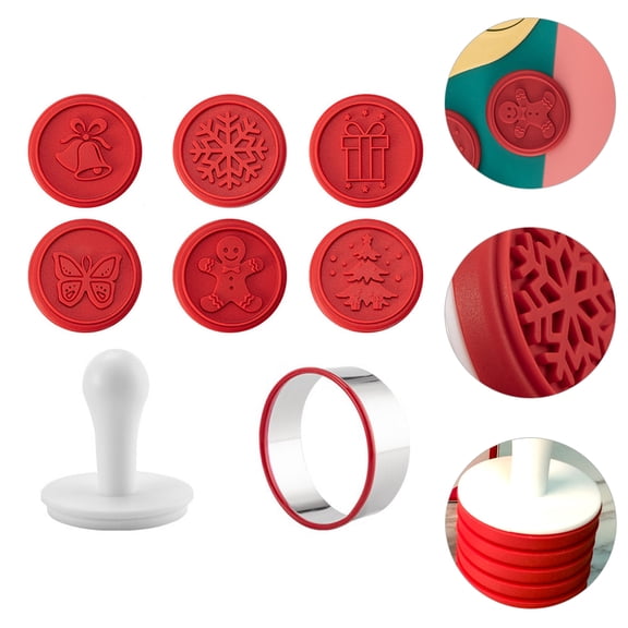 OFFIGAM 1 Set Butter Cookie Press Red Plastic Christmas Baking Supplies