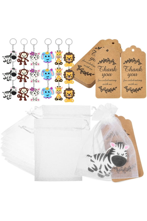 1 Set Jungle Animal Keychains Assorted Color Bag Pendant for Jungle Theme Parties