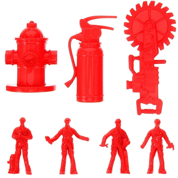 OFFIGAM 1 Set Miniature Firemen Action Figures Realistic Reproduction Plastic for Family Games