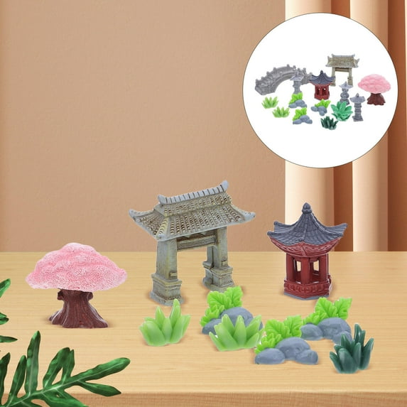 OFFIGAM Resin Miniature Asian Architectural Model Set for Interior Design, Home Decor, Office Display, and Collectibles