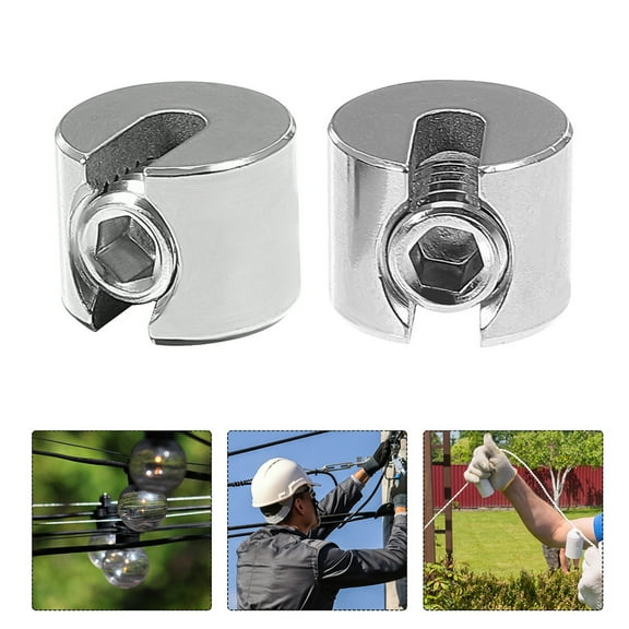 OFFIGAM Set of 2 Stainless Steel Cable Clamps for Fence, Railing, Deck, and Outdoor Use - Rust Resistant Hardware