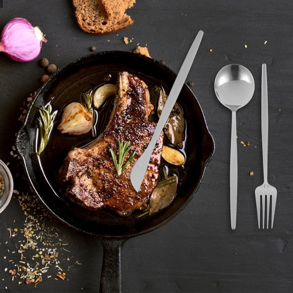 OFFIGAM Stainless Steel Fork and Spoon Set, Kitchen Cutlery for Home Use, 1 Set of Eating Utensils