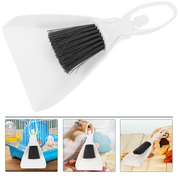 OFFIGAM 1 Set of Dust Pan and Brush Set White Plastic for Guinea Pig Owners in Pet Shops