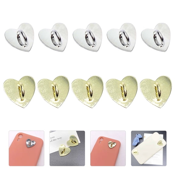 OFFIGAM 10 Pcs Phone Case Decorating Kit Alloy Gold Heart Shaped Phone Accessory