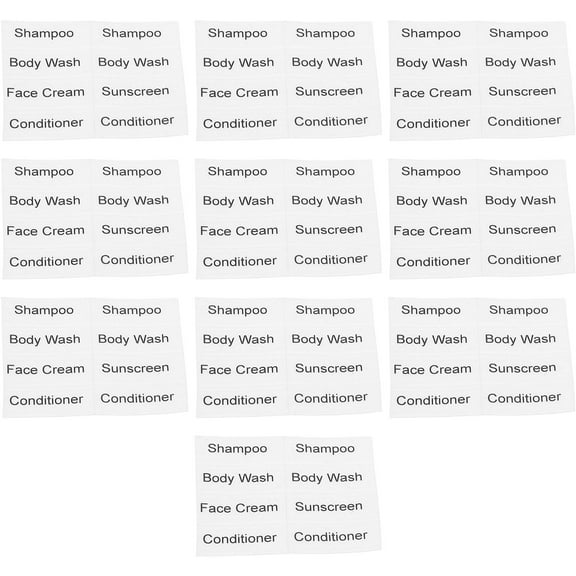 OFFIGAM 10 Sheets Skin Care Product Labels for Travel Bottles and Containers Transparent with Black Text