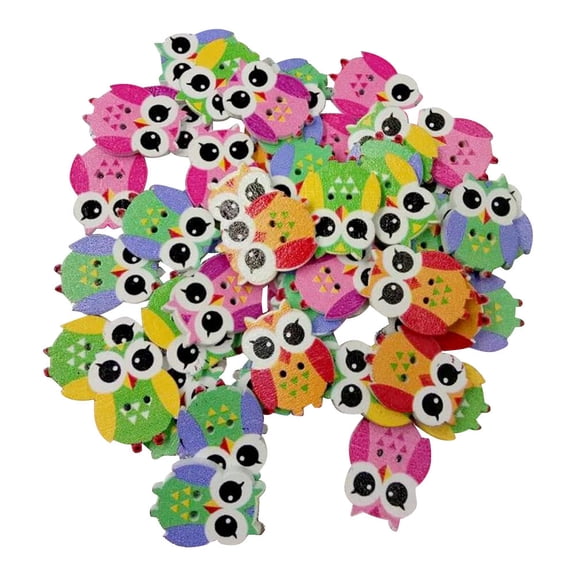 OFFIGAM 100 Pcs Bulk Animal Buttons Owl Shaped Decorative Buttons For Creatives Assorted Color