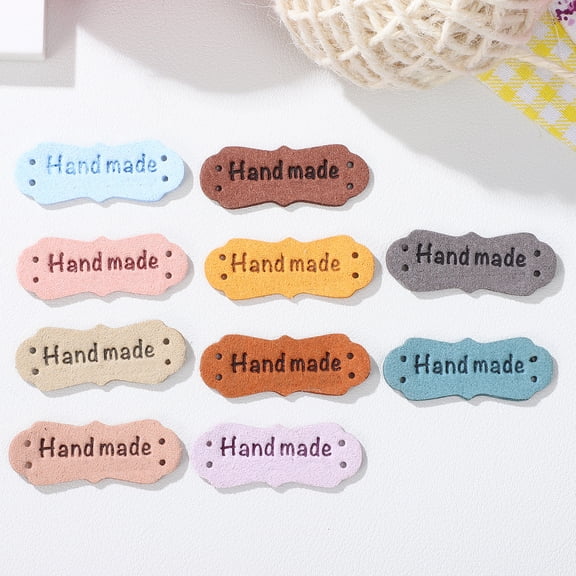 OFFIGAM Handmade Sewing Tags, 100 Pieces Assorted Colors, PU Material Labels for Crafts, Projects and Sewing Accessories