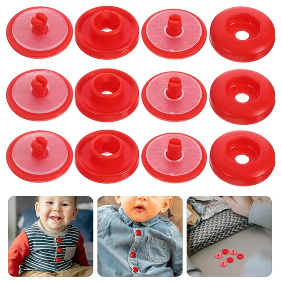 OFFIGAM 100 Sets Durable Plastic Snap Fasteners In Red For Sewing Clothing Needs