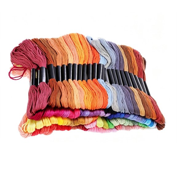 OFFIGAM Assorted Color Floss Sewing Thread 100 Skeins Double Mercerized Polyester Cotton for Embroidery and Crafts