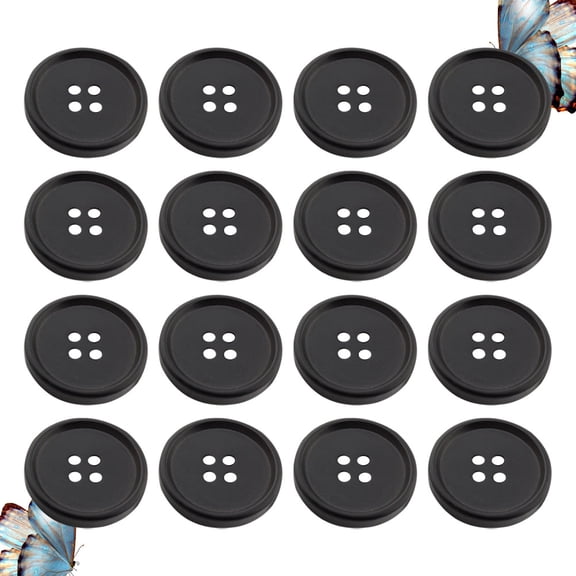 OFFIGAM 100Pcs Black Resin Four Hole Button Classic Round DIY Sewing Tool for Crochet and Knitting