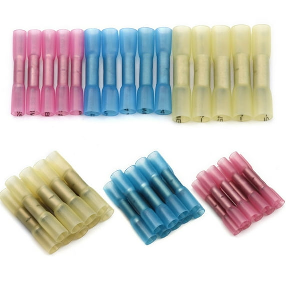 OFFIGAM 100Pcs Electrical Heat Shrink Wire Connectors with Crimp Terminals Assorted Colors Waterproof Seal