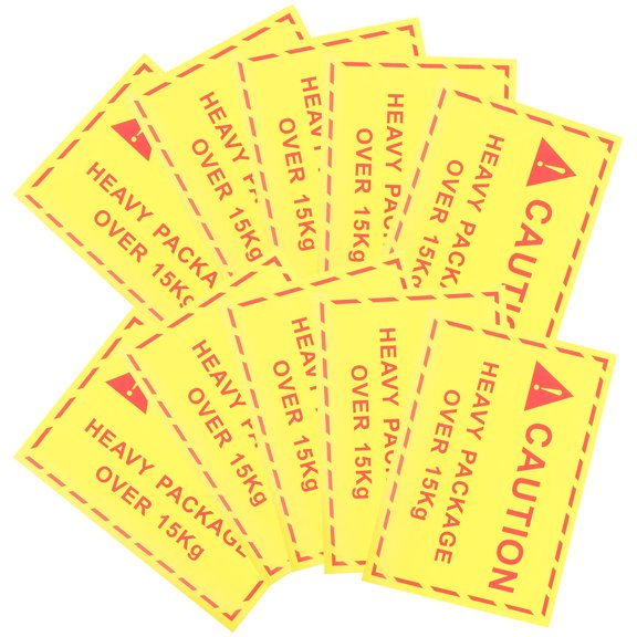 OFFIGAM 100Pcs Heavy Object Caution Stickers Yellow Self Adhesive Shipping Labels Strong Adhesion