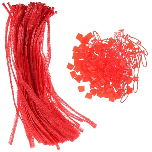 OFFIGAM Red Nylon Mesh Bags Reusable for Fruit and Vegetable Storage in Kitchen 100Pcs