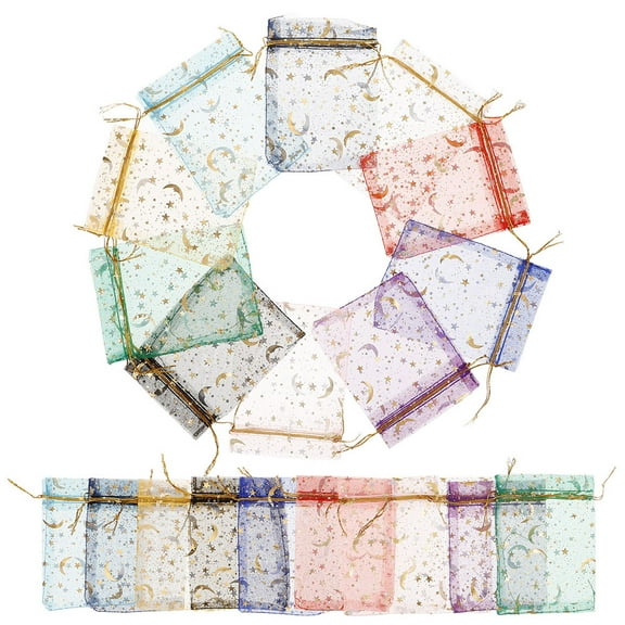 OFFIGAM 100Pcs Small Organza Drawstring Bags for Jewelry Storage and Wedding Accessories