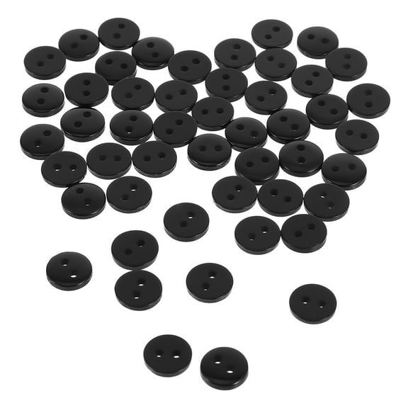 OFFIGAM 100Pcs Round Black Resin Sewing Buttons with 2 Holes for Crafts, Garment, Apparel, and Home Sewing Projects