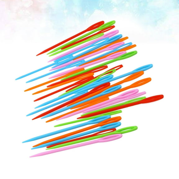 OFFIGAM 100pcs Plastic Craft Weaving Needles for Kids Sewing and Crafting - Assorted Bright Colors Included