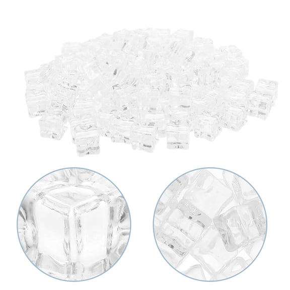 OFFIGAM 100pcs Plastic Ice Cubes Reusable Acrylic Clear Rocks for Vases Decorative Prop for Home Party