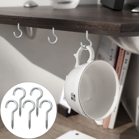 OFFIGAM 100pcs Screw In Hooks Ceiling Hanger Hooks Zinc Coated For Indoor and Outdoor Use