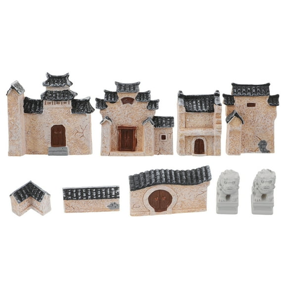 OFFIGAM 10PCS Miniature Cottage Hut Multi Resin Landscape Design for Garden and Fish Tank Decorations