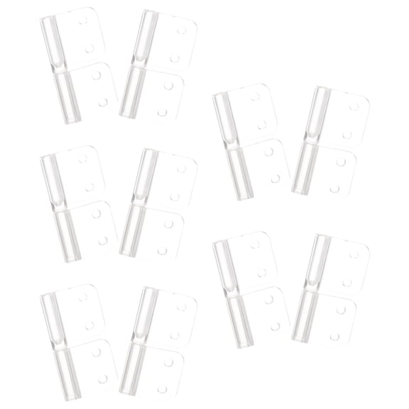 OFFIGAM 10-Piece Acrylic Small Hinges, White Mini Hinges for Aquarium Lids, Cabinet Doors, Display Cases