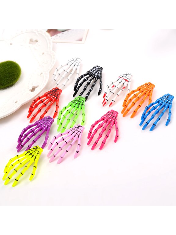 10Pcs Bone Hair Clips Claws Skull Assorted Color for Women