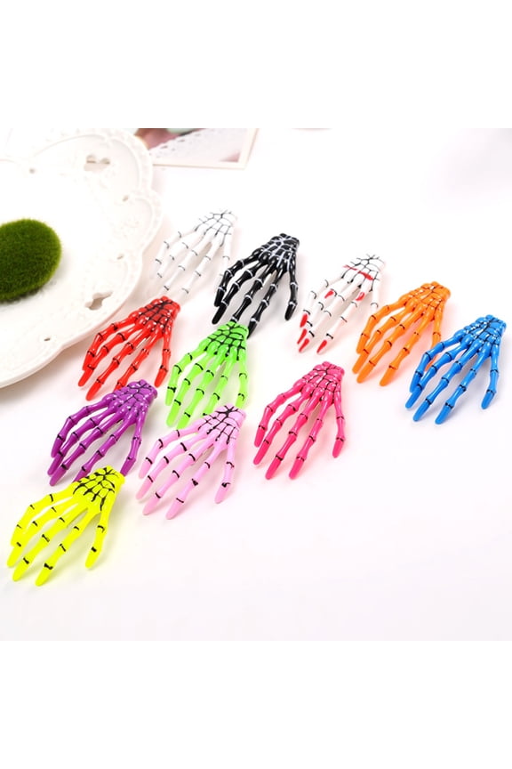 10Pcs Bone Hair Clips Claws Skull Assorted Color for Women