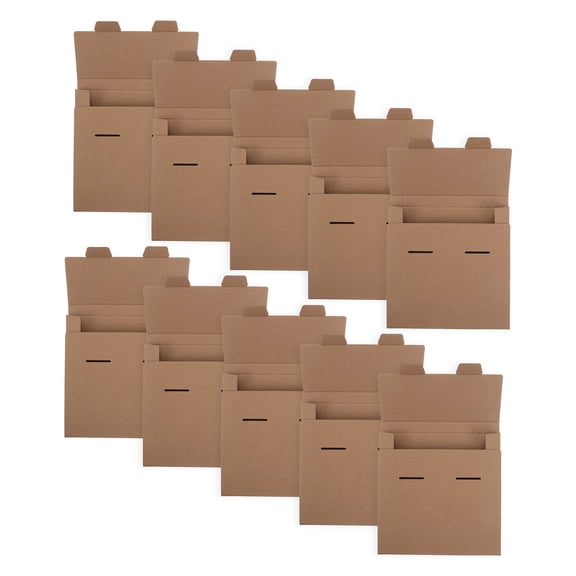 OFFIGAM 10Pcs Brown Kraft Paper Mailer Boxes for Shipping Vinyl Records and Albums with Plug in Closure