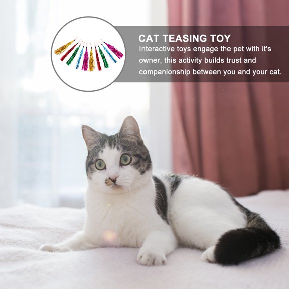 OFFIGAM 10Pcs Cat Teaser Assorted Color for Cat Replacement 10.6*2in