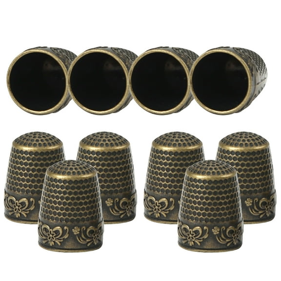 OFFIGAM 10Pcs Convenient Sewing Thimble Copper Golden Finger Guard for Canvas Repair