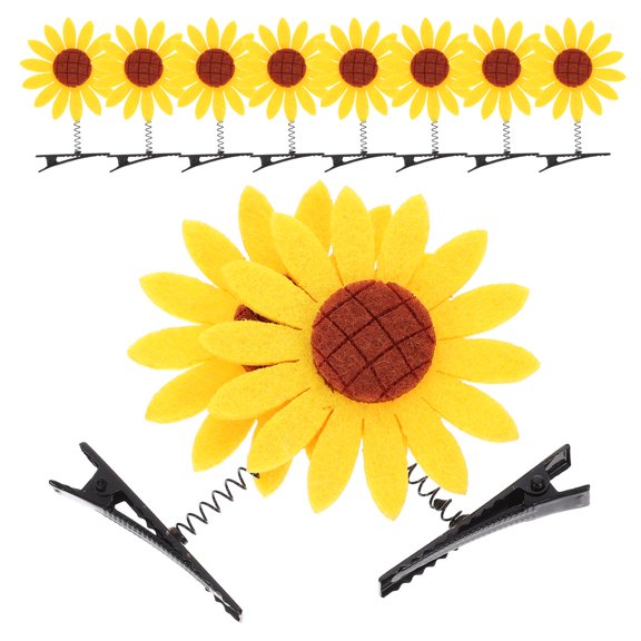 OFFIGAM 10-Pack Yellow Sunflower Hair Clips Durable Decorative Hair Barrettes for Women Girls All Occasions