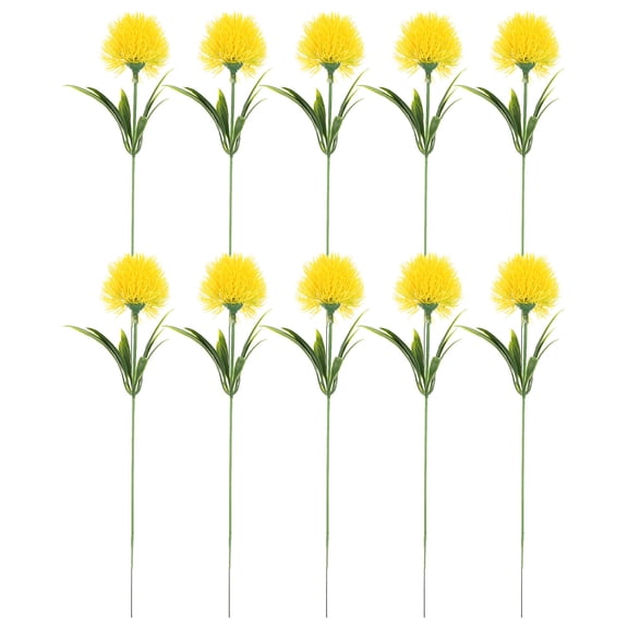 OFFIGAM 10Pcs Faux Dandelion Flower Ornaments Yellow Artificial Flowers for Wedding Party Home Decoration