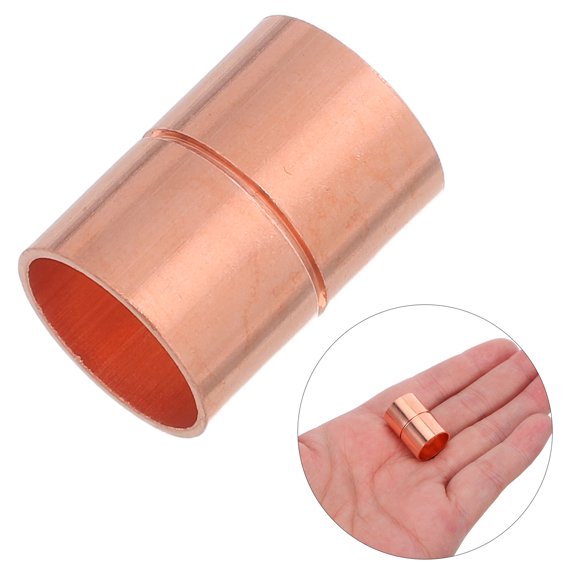 OFFIGAM 10Pcs Golden Copper Pipe Sleeve Coupling with Seamless Welding for Hvac and Industrial Settings