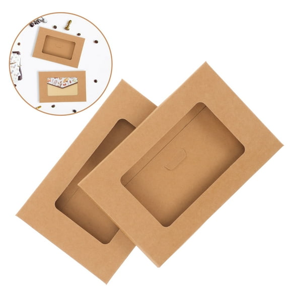 OFFIGAM 10Pcs Kraft Paper Envelope Boxes Open Window Envelop Case for Storage