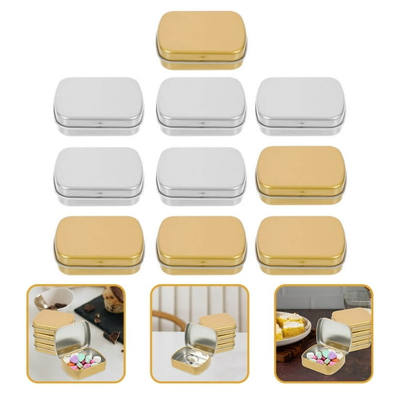 OFFIGAM 10Pcs Portable Rectangular Iron Tin Box for Jewelry Candy Storage