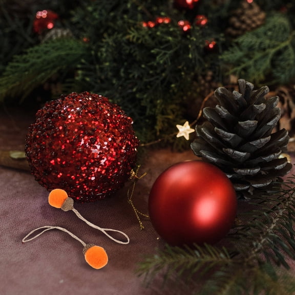 OFFIGAM Pine Cone Ornaments Wool Felt Balls Orange 10Pcs