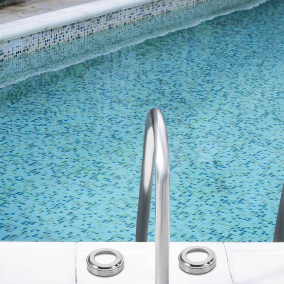 OFFIGAM 10Pcs Pool Ladder Hole Caps and Escutcheon Plates for Inground Pool Plumbing Protection