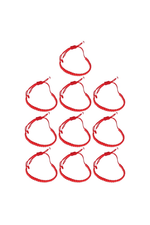 10-Pack Red String Bracelet Woven Rope Adjustable Band for Men Women Unisex Joyful Style Accessory