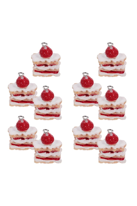 10 Pcs Resin Strawberry Purse Charms Cute Dessert Design Crafting Accessories for Bags Wallets and Personalization