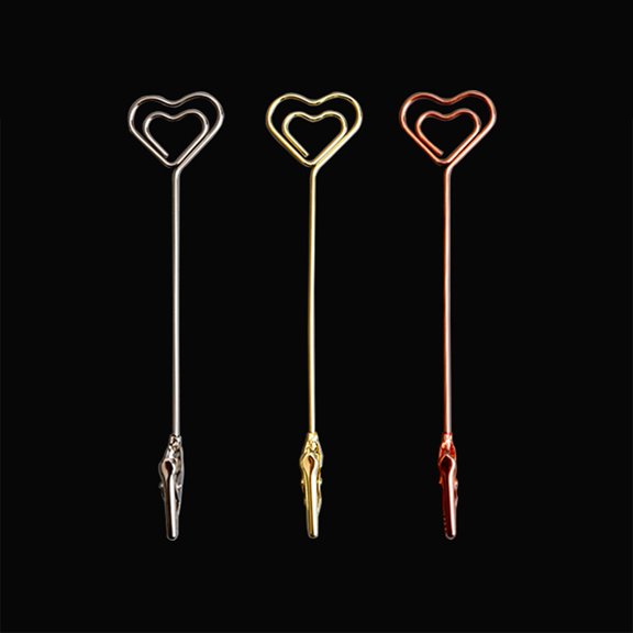OFFIGAM 10Pcs Rose Plated Gold Memo Holder Double End Table Number Clips Reusable Wedding Decoration Accessory