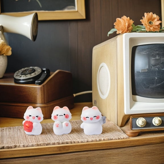 OFFIGAM 10Pcs Small Cat Figurines Durable Resin Cute Micro Landscape Decorations