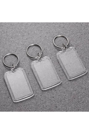 Blank Insert Keyring Photo Frame Keychain Transparent Easy to Assemble 10Pcs