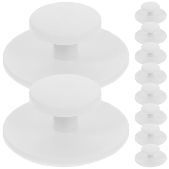 OFFIGAM 10Pcs White Plastic Self Adhesive Drawer Pulls Modern Minimalist Round Cabinet Knobs