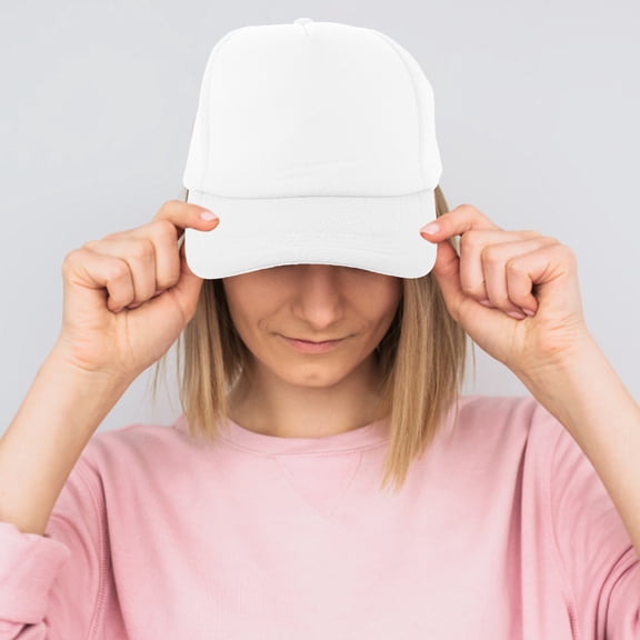 OFFIGAM 10Pcs White Sublimation Hats Blank Mesh Design for Easy DIY Heat Transfer Projects